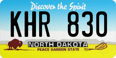 ND license plate KHR830