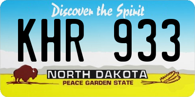 ND license plate KHR933