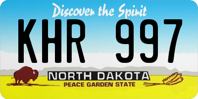 ND license plate KHR997