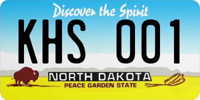 ND license plate KHS001