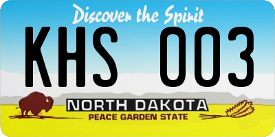 ND license plate KHS003