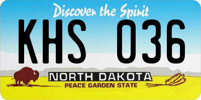 ND license plate KHS036