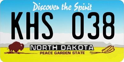ND license plate KHS038