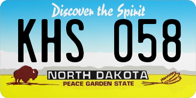 ND license plate KHS058