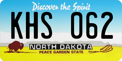 ND license plate KHS062