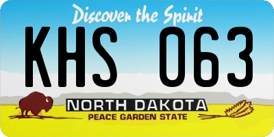 ND license plate KHS063