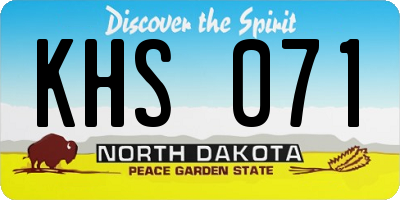 ND license plate KHS071