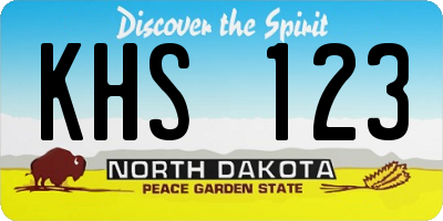 ND license plate KHS123