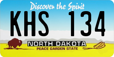 ND license plate KHS134