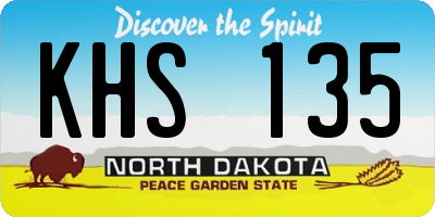 ND license plate KHS135