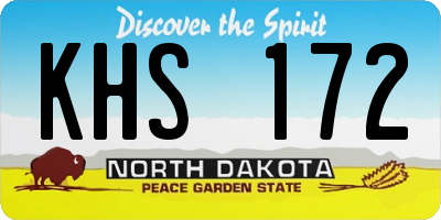 ND license plate KHS172