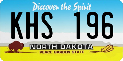 ND license plate KHS196
