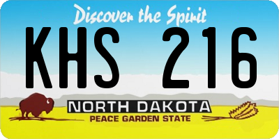 ND license plate KHS216