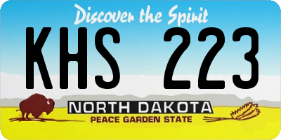 ND license plate KHS223