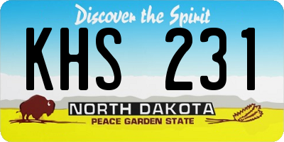 ND license plate KHS231
