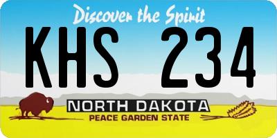 ND license plate KHS234
