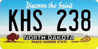 ND license plate KHS238
