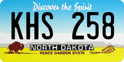 ND license plate KHS258