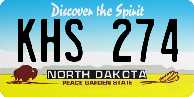 ND license plate KHS274