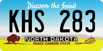ND license plate KHS283