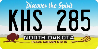 ND license plate KHS285