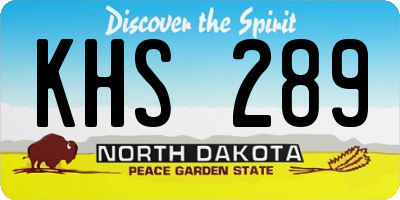 ND license plate KHS289