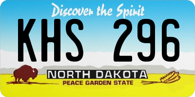 ND license plate KHS296