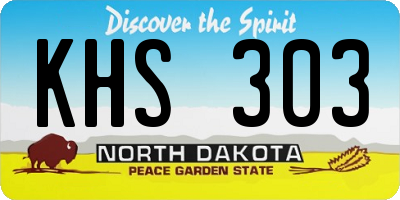 ND license plate KHS303