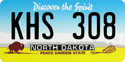 ND license plate KHS308