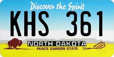ND license plate KHS361