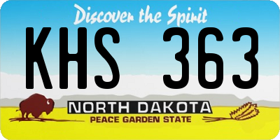 ND license plate KHS363