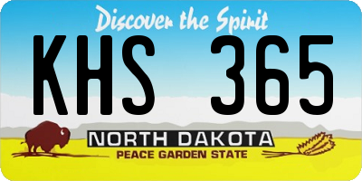 ND license plate KHS365