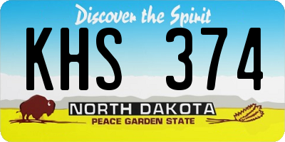ND license plate KHS374