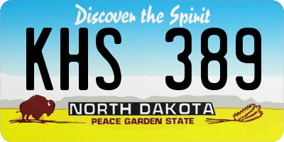 ND license plate KHS389