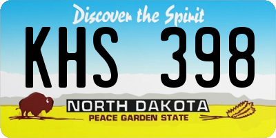 ND license plate KHS398