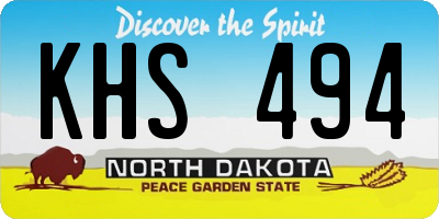 ND license plate KHS494