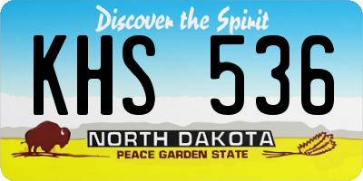 ND license plate KHS536