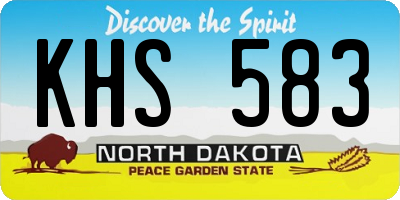 ND license plate KHS583