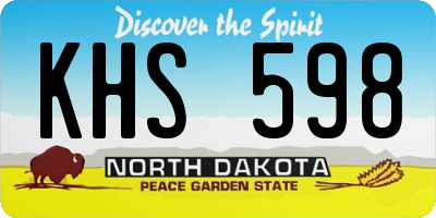 ND license plate KHS598