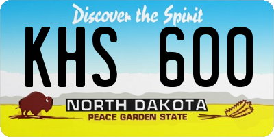 ND license plate KHS600