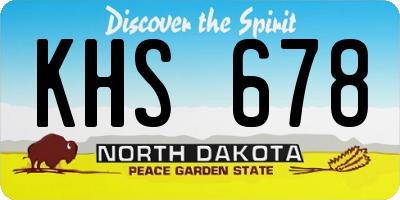 ND license plate KHS678