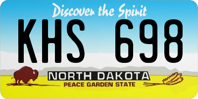 ND license plate KHS698