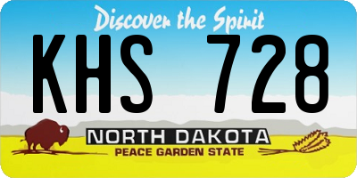 ND license plate KHS728