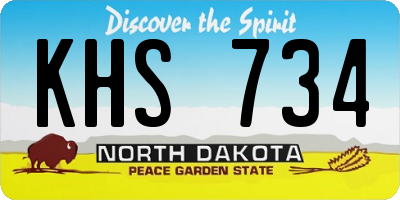 ND license plate KHS734