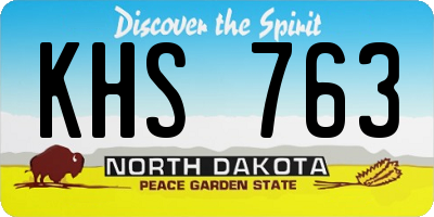 ND license plate KHS763
