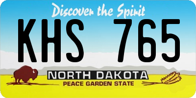 ND license plate KHS765