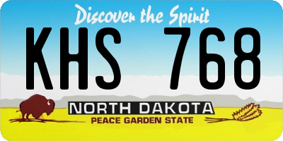 ND license plate KHS768