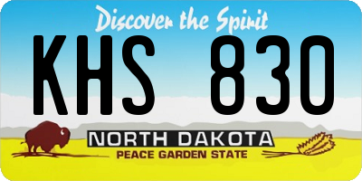 ND license plate KHS830