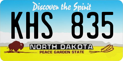 ND license plate KHS835