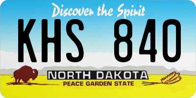 ND license plate KHS840